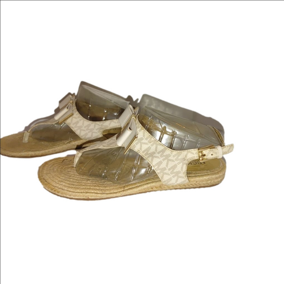Michael Kors Meg MK Logo Bow Espadrille Sandals Size 8M - Picture 1 of 7